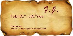 Fabró János névjegykártya